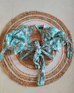 Stylish Teal Printed Co-ord Set blue and Pink