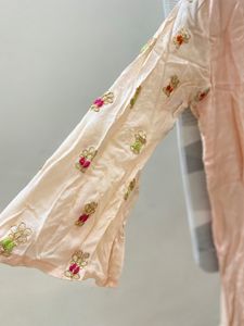 Elegant Peach Embroidered Kurta with Dupatta