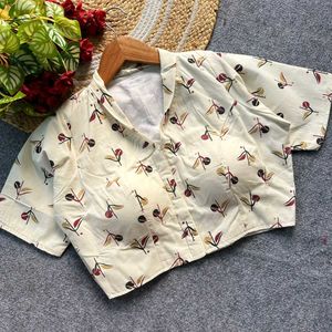 Printed Blouse with Short Sleeves