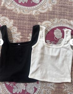 Ribbed Tank Tops - Black & White Set