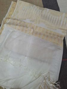 Elegant White &amp; Gold Dupatta