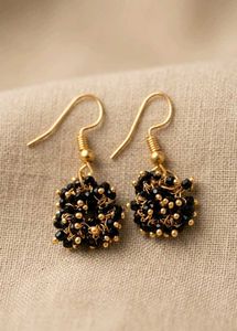 Chic Black & Gold Beaded Earrings
