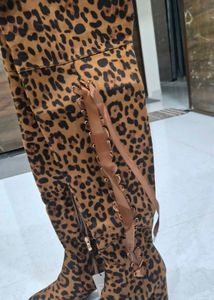 Leopard Print Knee-High Boots size 38