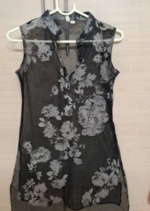 Chic Floral Sleeveless Tunic Top