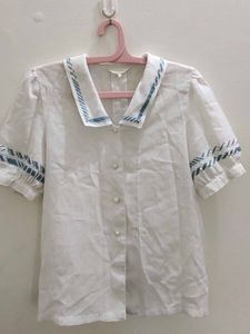 White Sailor Collar Blouse