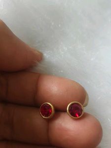 Red Stone Stud Earrings
