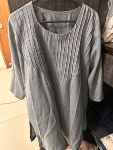 Stylish Grey Pleated Kurta