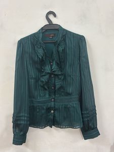 Elegant Emerald Green Striped Blouse