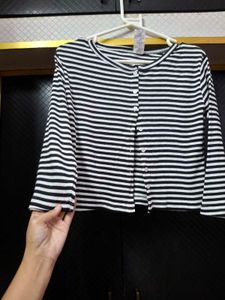 Black Striped Boxy Fit Top ♠️