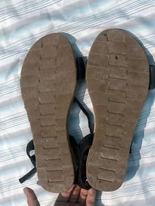 Black Suede Flat Sandals