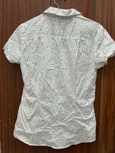 White Polka Dot Button-Up Shirt