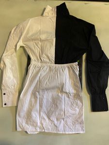 Black &amp; White Dual-Tone Shirt Dress
