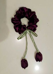 Elegant Purple Scrunchie with Tassels