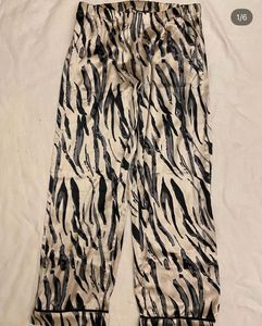 Satin Zebra Print Pajama Pants