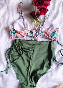Floral High waist bikini set