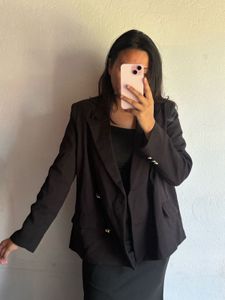 Classic Black Double-Breasted Blazer