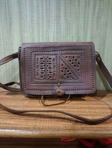 Vintage Embossed Leather Crossbody Bag