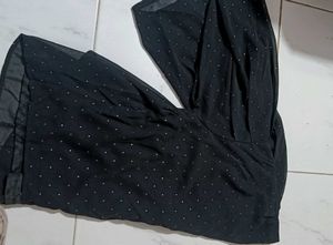 Black top, Peplum top, Full sleeve top, Swiss dot