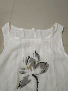 White Floral Sleeveless Top