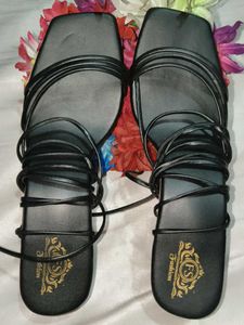 New Black Tie up lace heels Sandals
