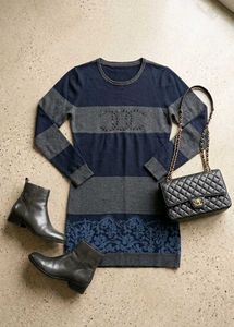 Designer-Style Knit Striped Top