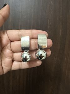 Chunky Silver Ball Drop Earrings