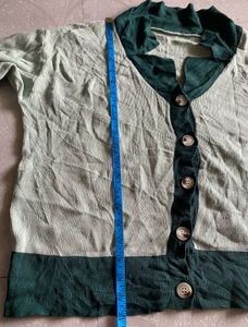 New Stylish Two-Tone Button-Up Cardigan/Shrug