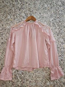 Pink Lace Sleeve Top