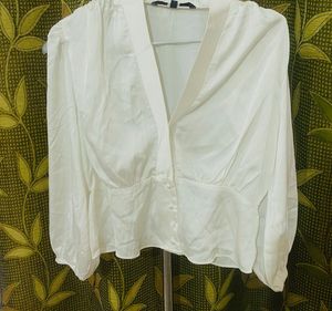 Chic White V-Neck Blouse
