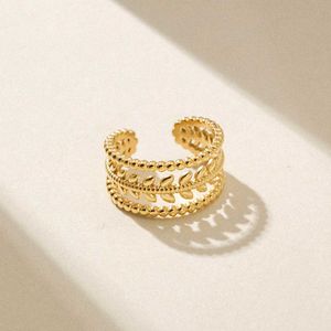 18k gold plated anti tarnish ring | leaf