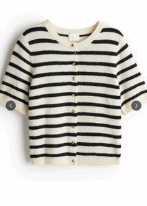 Striped Button-Up Cardigan