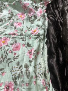 Floral Print Midi Dress with High Slit