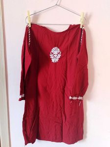 Elegant maroon chikankari work kurta