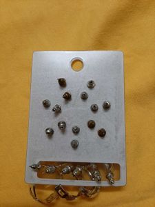 Cubic Zirconia Stud &amp; Hoop Earring Set