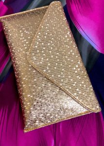 Gold Textured Clutch Bag
