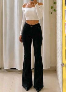 High Waist Black Flared Jeans