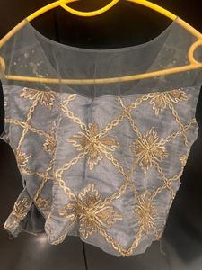 women gota pati work grey lehenga
