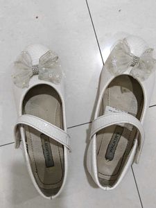 White Girls Ballet Flats with Bow