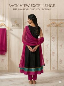 Elegant Black Kurta Set with Pink Dupatta