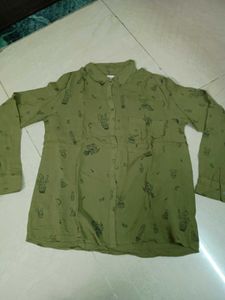 Olive Green Cactus Print Shirt – Casual & Stylish