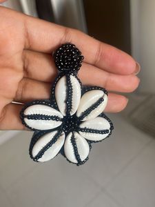 Unique Beaded Shell Flower Earrings