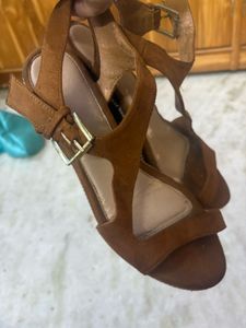 Brown Suede Wedge Sandals