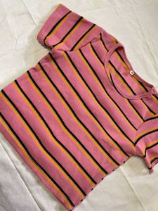 Striped Pink Crop Top