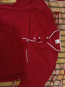 Combo Of 1 Jeans, 1 Mandarin Collar Maroon T-Shirt and Cotton Red T Shirt