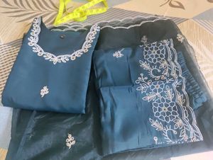 Teal Embroidered Kurti