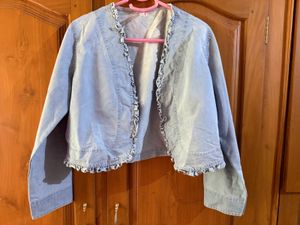 Light Blue Ruffled Denim Jacket