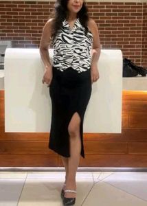 Zebra Print Button-Down Top