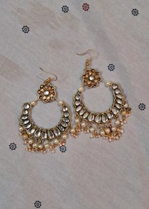 Elegant Kundan Pearl Drop Earrings