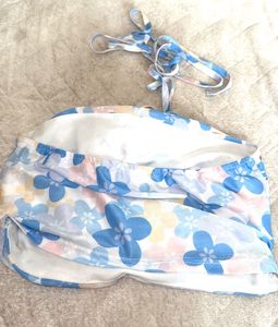Floral Ruched Halter Neck Crop Top