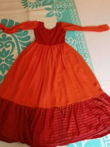 Vibrant Orange Ethnic Gown
